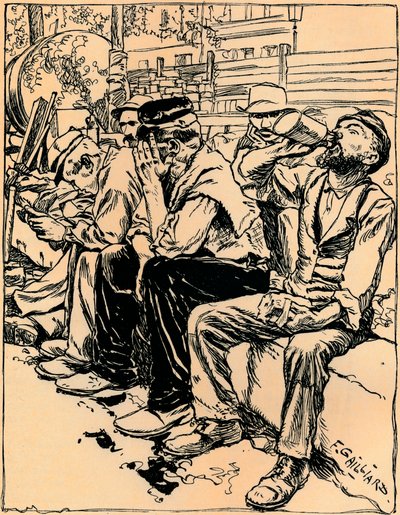ディナーの労働者、c1900 作： Franz Gailliard