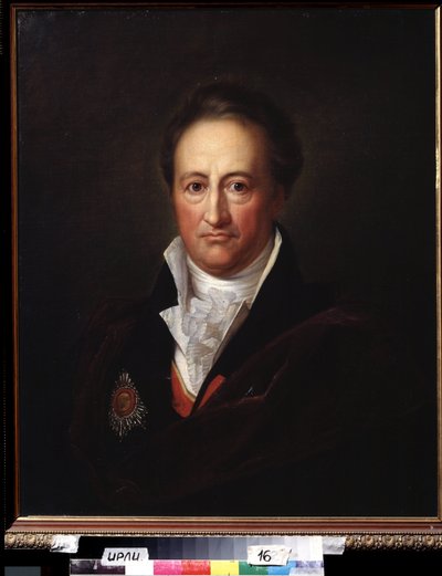 著者ヨハン・ヴォルフガング・フォン・ゲーテ (1749-1832) の肖像 (著者 J.W. フォン・ゲーテの肖像)。 ゲルハルト・フォン・クーゲルゲン (1772-1820) の絵画、キャンバスに油彩 作： Franz Gerhard von Kugelgen