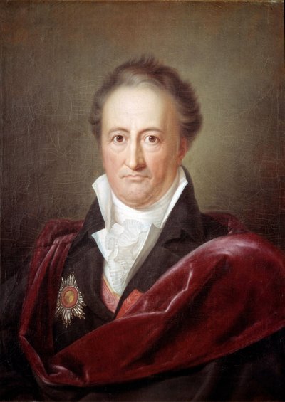 ドイツの作家、ヨハン・ヴォルフガング・ゲーテ（1749-1832）の肖像。フランツ・ファン・クーゲルゲン（1772-1820）の絵画 作： Franz Gerhard von Kugelgen