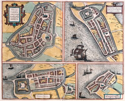 オランダのボルスワード、スタボレン、ハーリンゲン、ヒンデローペン（彫刻 作： Franz Hogenberg