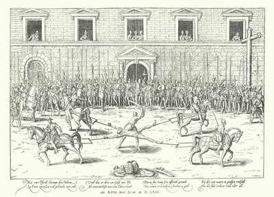 1563年、パリのギース公フランシスの殺害のためのジャンドポルトロットの処刑 作： Franz Hogenberg