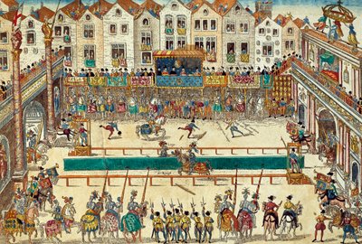 フランスのアンリ2世が瀕死の重傷を負う（6月30日 作： Franz Hogenberg