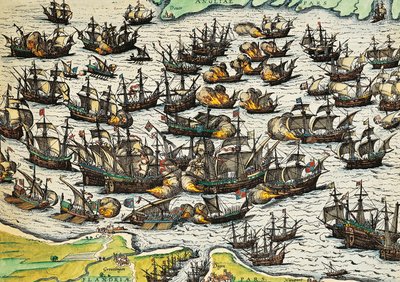 フランツ・ホーゲンベルグ（1535-1590）による彫刻「無敵艦隊」（スペイン 作： Franz Hogenberg