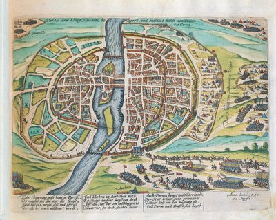 パリを包囲するナバラ王、1590年8月、フランツ・ホーゲンベルク作、エングレーヴィング 作： Franz Hogenberg