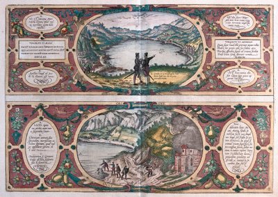 イタリア、アグナーノ湖と犬の洞窟(エングレーヴィング) 作： Franz Hogenberg
