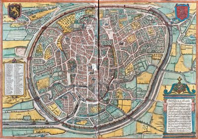 ベルギー・ブリュッセルの地図（銅版画 作： Franz Hogenberg