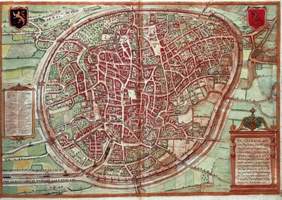 ベルギー・ブリュッセルの地図 (彫刻) 作： Franz Hogenberg