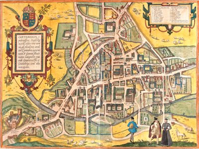 イギリス、ケンブリッジ（カンテブリジア）の地図（エッチング 作： Franz Hogenberg