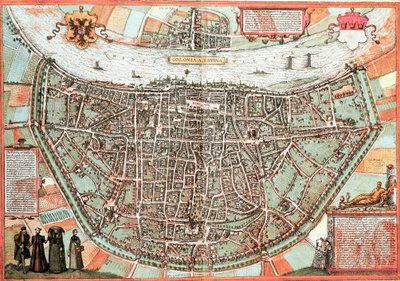 ドイツ・ケルンの地図（彫刻 作： Franz Hogenberg