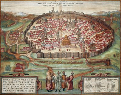 エルサレムの地図（彫刻 作： Franz Hogenberg