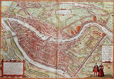 フランス・リヨンの地図（彫刻 作： Franz Hogenberg
