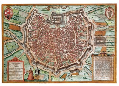 ミラノの地図（彫刻 作： Franz Hogenberg