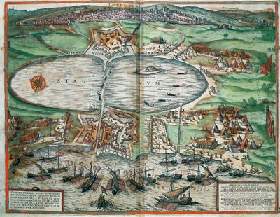 チュニジア・チュニスの地図（彫刻 作： Franz Hogenberg