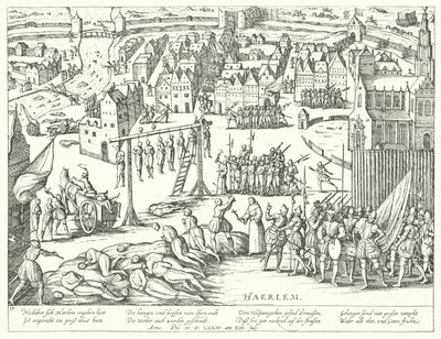 1573年にオランダのハールレムでスペイン人によって行われた大量処刑 作： Franz Hogenberg