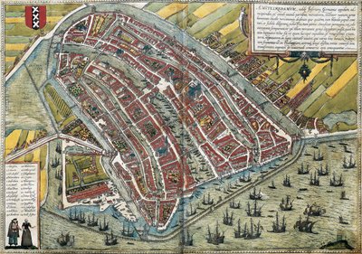 オランダ・アムステルダムの平面図（Amstelredamum 作： Franz Hogenberg
