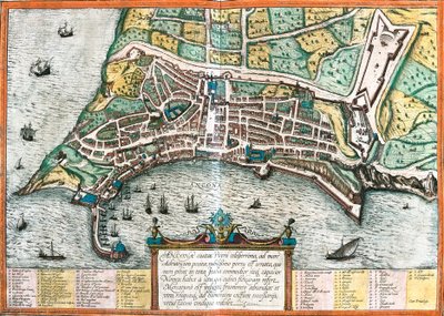 イタリア、アンコーナ（Ancona）の平面図（銅版画 作： Franz Hogenberg