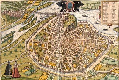 フランス、アヴィニョンの平面図（エッチング 作： Franz Hogenberg