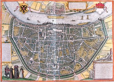 ドイツ・ケルンの平面図（コロニア・アグリッパ）（エッチング 作： Franz Hogenberg