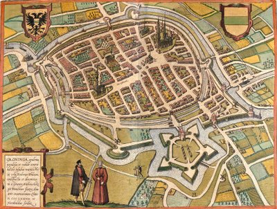 オランダ・フローニンゲン（グローニンガ）の平面図（エッチング 作： Franz Hogenberg