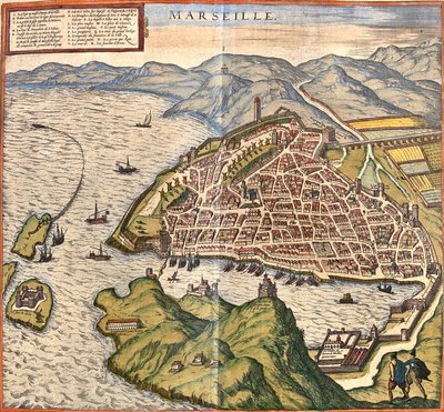フランス・マルセイユの平面図（エッチング 作： Franz Hogenberg