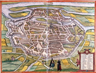 フランス、メッツ（Mets）の平面図（銅版画 作： Franz Hogenberg