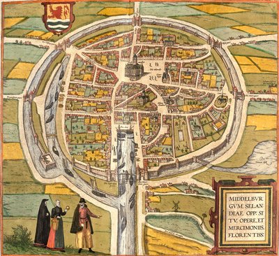 オランダ・ミデルブルグ（ミデルブルグム）の平面図（銅版画 作： Franz Hogenberg