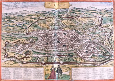 イタリア・ローマの平面図（銅版画 作： Franz Hogenberg