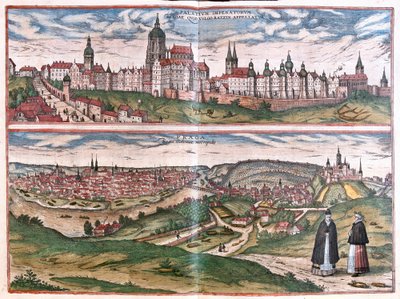 ボヘミア王国の首都、チェコ共和国のプラハ(彫刻) 作： Franz Hogenberg