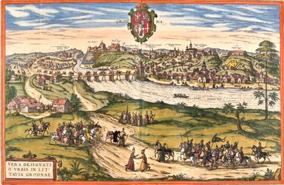 View of Hrodna or Grodno (Grodna), Belarus (ベラルーシ) (エッチング) 作： Franz Hogenberg
