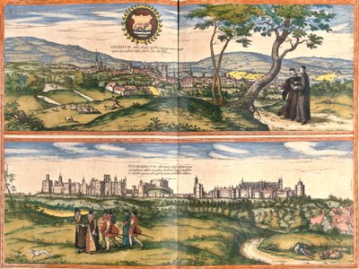 イギリス、オックスフォード（オクソニウム）とウィンザー（ヴィンデソリウム）の風景（エッチング 作： Franz Hogenberg
