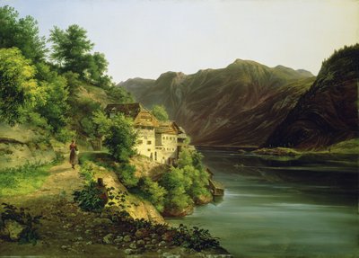 ホールシュテッター湖、1824年 作： Franz II Steinfeld