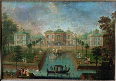 アウグストゥスブルク宮殿のインディアン・ハウス周辺の公園での宮廷生活。 作： Franz Jakob Rousseau