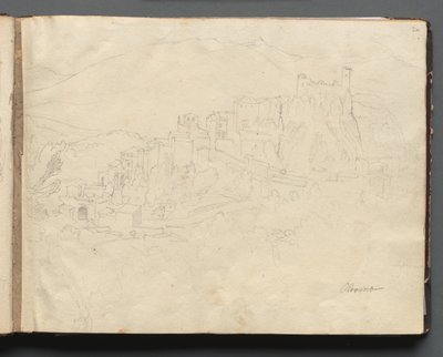 ローマとその周辺の景色を含むアルバム、風景研究、ページ 02a: オレヴァーノ。 作： Franz Johann Heinrich Nadorp