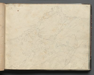 ローマとその周辺の風景を収録したアルバム、風景研究、04aページ："Cervera" 作： Franz Johann Heinrich Nadorp