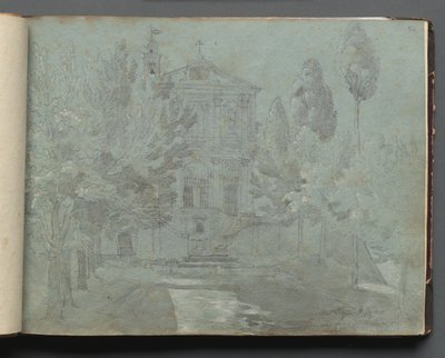 ローマとその周辺の景色を含むアルバム、風景研究、05aページ：聖イシドロ。 作： Franz Johann Heinrich Nadorp