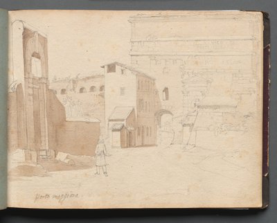 ローマとその周辺の景色を含むアルバム、風景研究、11aページ：「マッジョーレ門」 作： Franz Johann Heinrich Nadorp