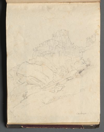 ローマとその周辺の景色を含むアルバム、風景研究、14aページ：Cervera。 作： Franz Johann Heinrich Nadorp