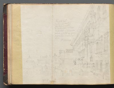 ローマとその周辺の景色を含むアルバム、景観研究、15b ページ: ローマの建築風景。 作： Franz Johann Heinrich Nadorp