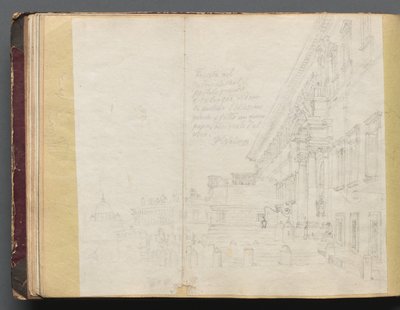 ローマとその周辺の景色を含むアルバム、風景研究、15bページ：ローマの建築風景 作： Franz Johann Heinrich Nadorp