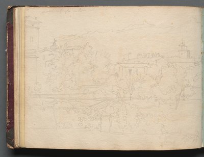 ローマとその周辺の景色を含むアルバム、風景研究、16bページ：ローマの景色。 作： Franz Johann Heinrich Nadorp