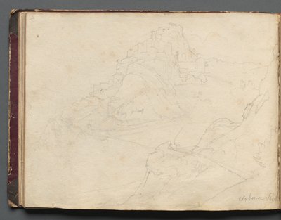 ローマとその周辺の景色を含むアルバム、風景研究、20bページ：Cervera。 作： Franz Johann Heinrich Nadorp