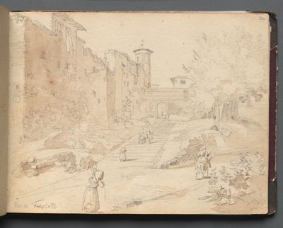 ローマとその周辺の景色を含むアルバム、風景研究、27aページ：「フラスカーティ」 作： Franz Johann Heinrich Nadorp
