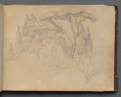 ローマとその周辺の景色を含むアルバム、風景研究、29aページ：風景研究。 作： Franz Johann Heinrich Nadorp