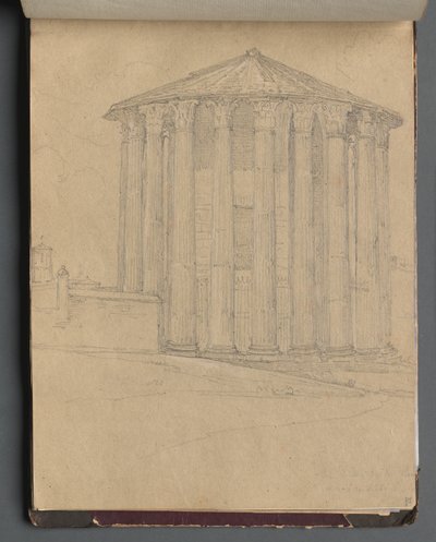 ローマとその周辺の景色を含むアルバム、風景研究、32aページ：ローマ神殿 作： Franz Johann Heinrich Nadorp