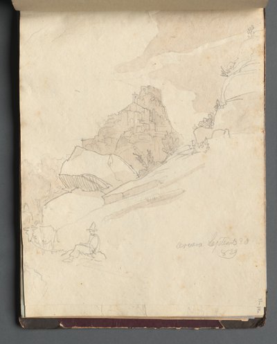 ローマとその周辺の景色を含むアルバム、風景研究、33aページ：「Cervera」 作： Franz Johann Heinrich Nadorp