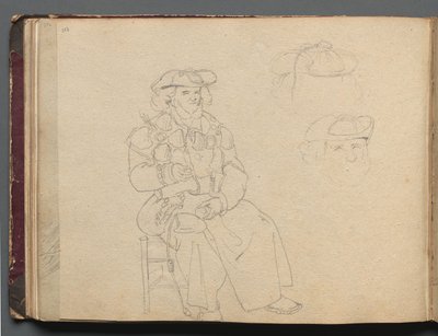ローマとその周辺の景色を収めたアルバム、Landscape Studies、38b ページ: Figure Study 作： Franz Johann Heinrich Nadorp