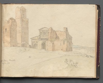 ローマとその周辺の景色を含むアルバム、風景研究、41aページ：聖ピエトロ、トスカネッラ。 作： Franz Johann Heinrich Nadorp
