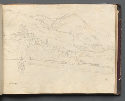 ローマとその周辺の景色を含むアルバム、風景研究、42aページ：ローマの風景。 作： Franz Johann Heinrich Nadorp