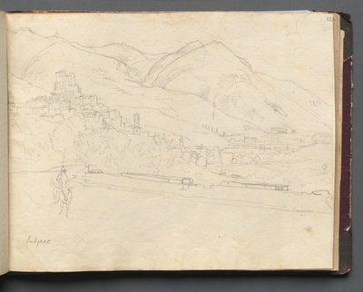 ローマとその周辺の景色を含むアルバム、風景研究、42aページ：ローマの風景 作： Franz Johann Heinrich Nadorp