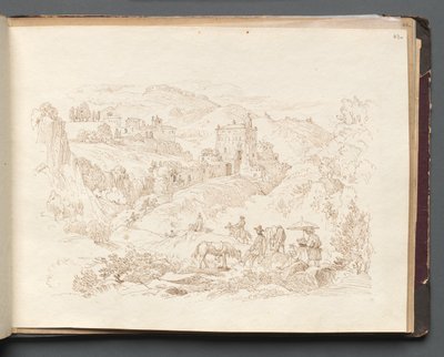 ローマとその周辺の景色を含むアルバム、風景研究、43aページ：ローマの風景。 作： Franz Johann Heinrich Nadorp
